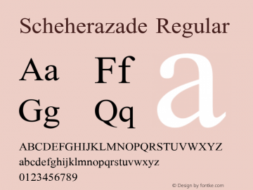 Scheherazade Version 1.0 Font Sample