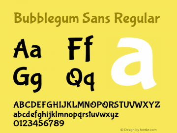 BubblegumSans Version 1.0 Font Sample