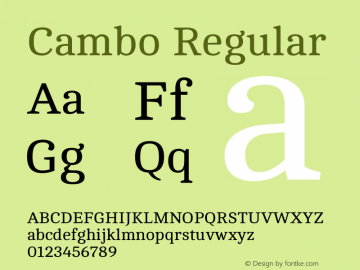 Cambo Version 1.0 Font Sample