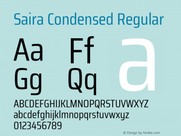 SairaCondensed Version 1.0 Font Sample