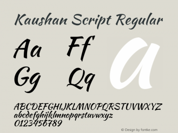 KaushanScript Version 1.0 Font Sample