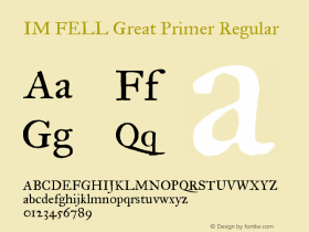 IMFELLGreatPrimer Version 1.0 Font Sample