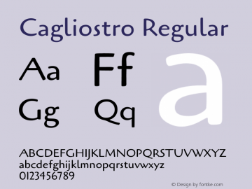 Cagliostro Version 1.0 Font Sample