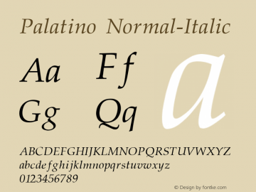 Palatino Normal-Italic 001.000图片样张