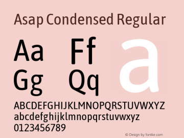 AsapCondensed Version 1.0 Font Sample