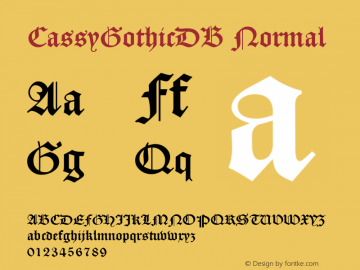 CassyGothicDB Normal Altsys Fontographer 4.0.3 8.9.1994 Font Sample