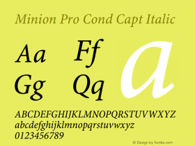 Minion Pro Cond Capt Italic Version 1.022;PS 001.001;Core 1.0.35;makeotf.lib1.5.4492图片样张