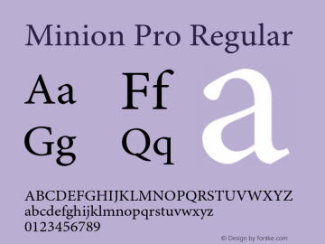 Minion Pro Regular OTF 1.010;PS 001.000;Core 1.0.27;makeotf.lib1.3.1 Font Sample