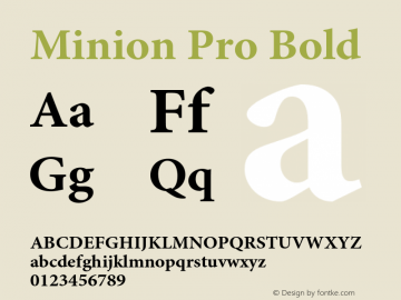 Minion Pro Bold OTF 1.011;PS 001.000;Core 1.0.27;makeotf.lib1.3.1 Font Sample