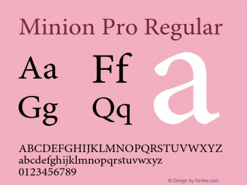 Minion Pro Regular OTF 1.011;PS 001.000;Core 1.0.27;makeotf.lib1.3.1 Font Sample