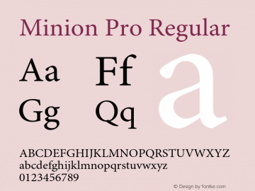 Minion Pro Regular Version 1.021;PS 001.001;Core 1.0.35;makeotf.lib1.5.4492 Font Sample