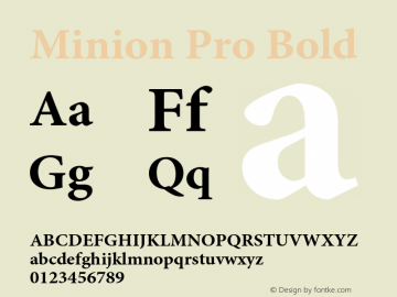 Minion Pro Bold Version 2.012;PS 002.000;Core 1.0.38;makeotf.lib1.6.6565 Font Sample