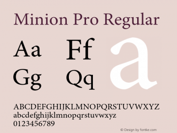 Minion Pro Regular Version 2.012;PS 002.000;Core 1.0.38;makeotf.lib1.6.6565 Font Sample