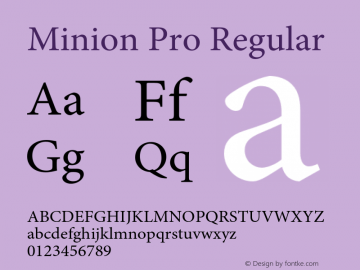 Minion Pro Regular Version 2.015;PS 002.000;Core 1.0.38;makeotf.lib1.7.9032 Font Sample