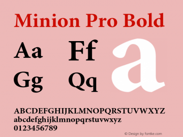 Minion Pro Bold Version 2.015;PS 002.000;Core 1.0.38;makeotf.lib1.7.9032 Font Sample