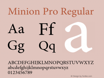 Minion Pro Regular Version 2.030;PS 2.000;hotconv 1.0.51;makeotf.lib2.0.18671 Font Sample