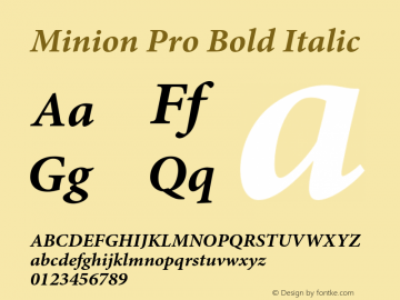 Minion Pro Bold Italic Version 2.030;PS 2.000;hotconv 1.0.51;makeotf.lib2.0.18671 Font Sample