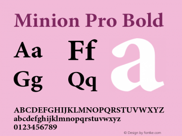 Minion Pro Bold Version 2.103;PS 2.000;hotconv 1.0.67;makeotf.lib2.5.29150图片样张