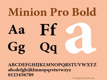 Minion Pro Bold Version 2.108;PS 2.000;hotconv 1.0.67;makeotf.lib2.5.33168 Font Sample
