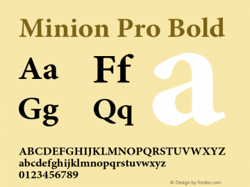 Minion Pro Bold Version 2.112;PS 2.000;hotconv 1.0.70;makeotf.lib2.5.5900 Font Sample