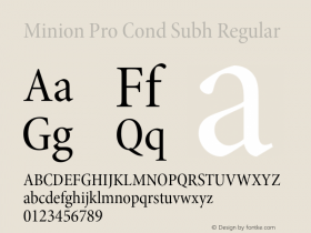 Minion Pro Cond Subh Regular Version 2.030;PS 2.000;hotconv 1.0.51;makeotf.lib2.0.18671 Font Sample