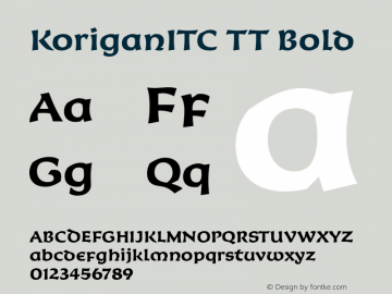 KoriganITC TT Bold v1.0 Font Sample