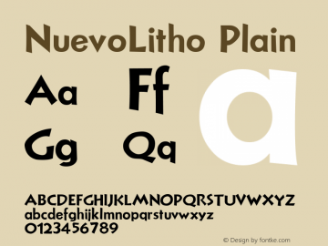 NuevoLitho Plain Altsys Fontographer 4.0.3 22.03.1995 Font Sample