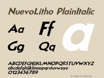 NuevoLitho PlainItalic Altsys Fontographer 4.0.3 22.03.1995 Font Sample