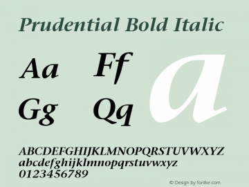 Prudential Bold Italic Publisher's Paradise -- Media Graphics International Inc. Font Sample