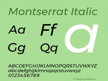 Montserrat Italic  Font Sample