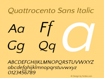 Quattrocento Sans Italic  Font Sample