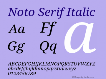 Noto Serif Italic  Font Sample