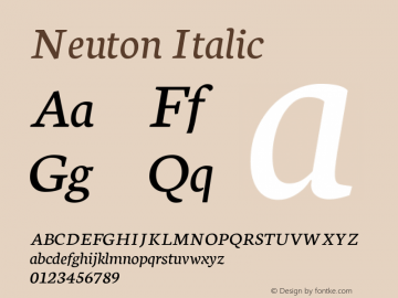 Neuton Italic  Font Sample