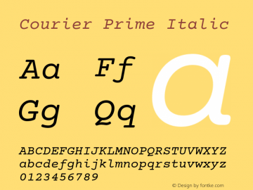 Courier Prime Italic  Font Sample