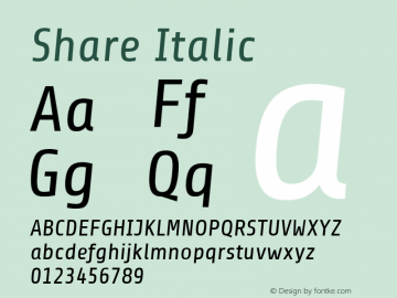 Share Italic  Font Sample