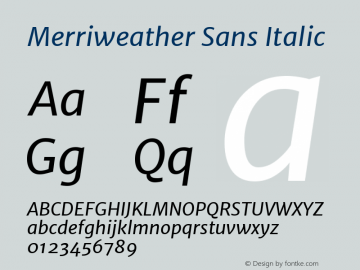 Merriweather Sans Italic  Font Sample