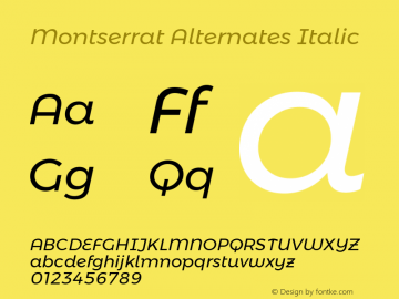 Montserrat Alternates Italic 图片样张