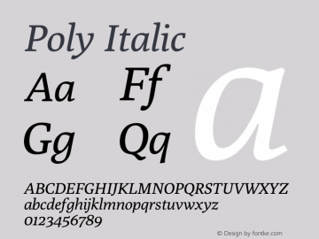 Poly Italic  Font Sample