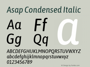 Asap Condensed Italic  Font Sample