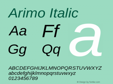 Arimo Italic  Font Sample