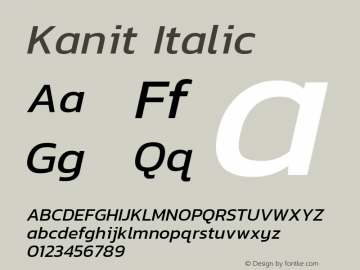 Kanit Italic  Font Sample