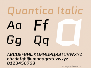 Quantico Italic  Font Sample