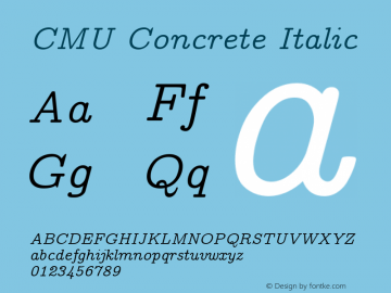 CMU Concrete Italic  Font Sample