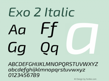 Exo 2 Italic  Font Sample