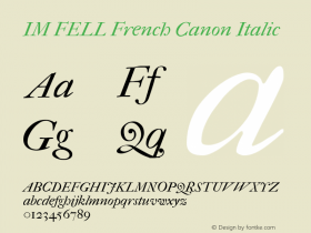 IM FELL French Canon Italic  Font Sample