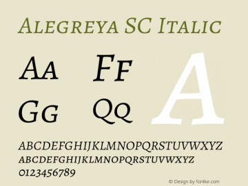 Alegreya SC Italic  Font Sample