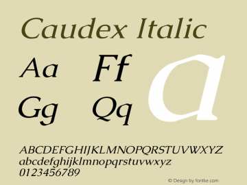 Caudex Italic  Font Sample