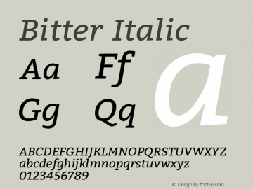 Bitter Italic  Font Sample