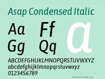 AsapCondensed Version 1.0 Font Sample