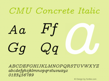 CMUConcrete Version 1.0 Font Sample